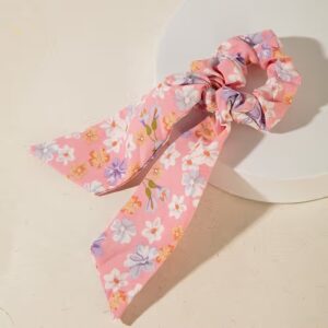 Private Label Floral Pink Printed Scrunchie