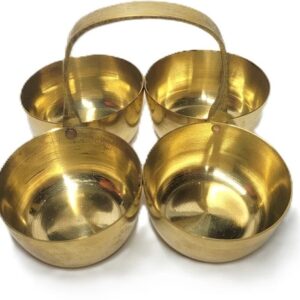 Private Label Hatekhori Brass Panchpal Chowmukh Haldi Kumkum Holder