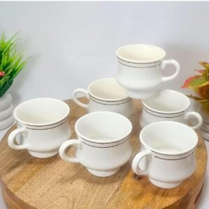 Private Label Ceramic Bone China Gold Line Mona Tea Coffee Cup 12 Pcs 120 Ml White 120 Milliliter