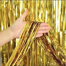 Private Label Foil Fringe Curtain Golden Home Decor