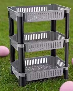 Private Label Plastic Vegetable Trolley Rack for Kitchen Storage White