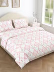 Haus And Kinder White Pink Cotton 186 TC Double Size Flat Bedsheet with 2 Pillow Covers