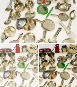 Private Label saji Handicrafts presents Miniature Steel Kitchen Toy Set bhatukali for baby girs