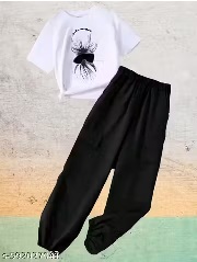 Private Label New Stylish Coti Print TOUSAR PANT T SHIRT SET Black And White 38 Size