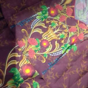 The Caftan Company Red Colour Net Silk Print Kaftan