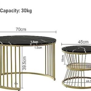 CROWN ART SHOPPEE Metal Round Coffee Table Set Of 2 Modern Design