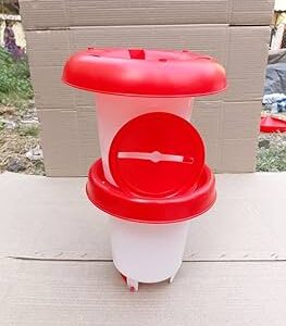 Private Label Chick Feeder and Waterer Kit 1Point 5KG Chicken Feeder Red White