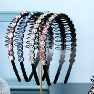 Private Label Hoteam 6 Pieces Elastic Rhinestone Beaded Headband for Women