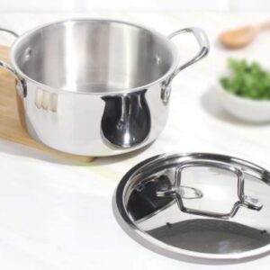 Hawkins 3 Litre Pro TriPly Stainless Steel Milk Pan with Stainless Steel Lid Milk Pot Sauce Pan Silver PSMP30S