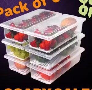 Private Label Stackable Food Storage Containers Pack of 6 Fridge Freezer Organizer Boxes White