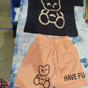 Private Label MULLICK CREATION KIDS TOP AND BOTTOM SET 22 SIZE BLAK AND ORANGE