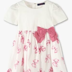Girls Floral Print ALine Dress with 3D Bow 3 TO 4 Y