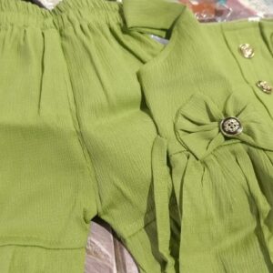 Private Label Green Colour Top Bottom Set For Kids Girls 20 Size