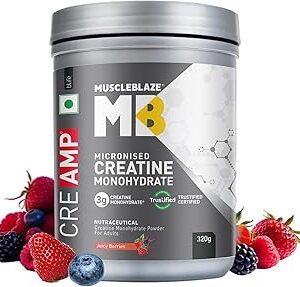 MuscleBlaze Micronised Creatine Monohydrate CreAMP Powder Juicy Berries 80 Servings 320g