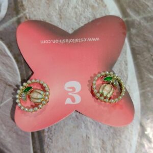 Estailo Ladies Earrings Golden White colour Flower Design