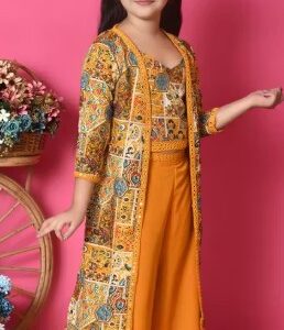 Private Label Trendy Girls Self Designed Premium Cotton Jacket Clothing Set Size 28 Yellow