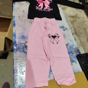 Keesor Baby Girls Casual Tshirt Pant black and pink 1 to 2 years