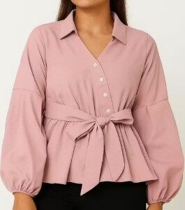 Private Label Solid Color ALine Midi Dress with Puff Sleeves Vneck Dress Size 24 Perple