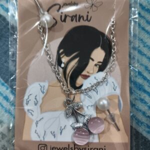 Private Label Classy Aesthetic Silver AD Charm Pendant Necklace Set