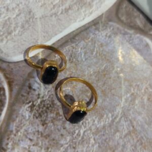 Private Label Golden Colour Black Stone Ring Pack Of 2