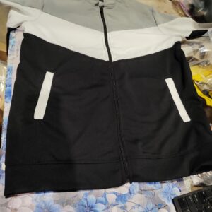 Risemax Mens Colorblock Lycra Blend Full Sleeve Casual Jacket greywhite l size