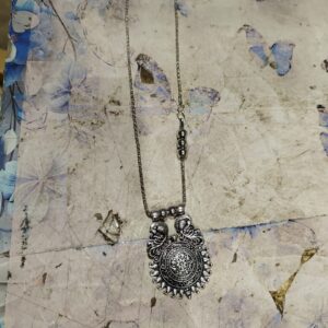 Private Label womans Silver Chain Pendant Set for Women and Girls Elegant Oxidized SilverPlated Pendant Necklace with Chain