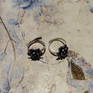 Private Label Rupa Floral Oxidized Toe Rings for Women Adjustable