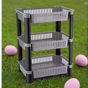 Private Label Plastic Vegetable Trolley Rack for Kitchen Storage Vegetable Organizer Vegetable Stand for Kitchen Basket Storage Racks 3 Layer Grey