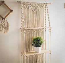 Private Label Macrame Wall Shelf Wall Decor Macrame Hanging Shelf