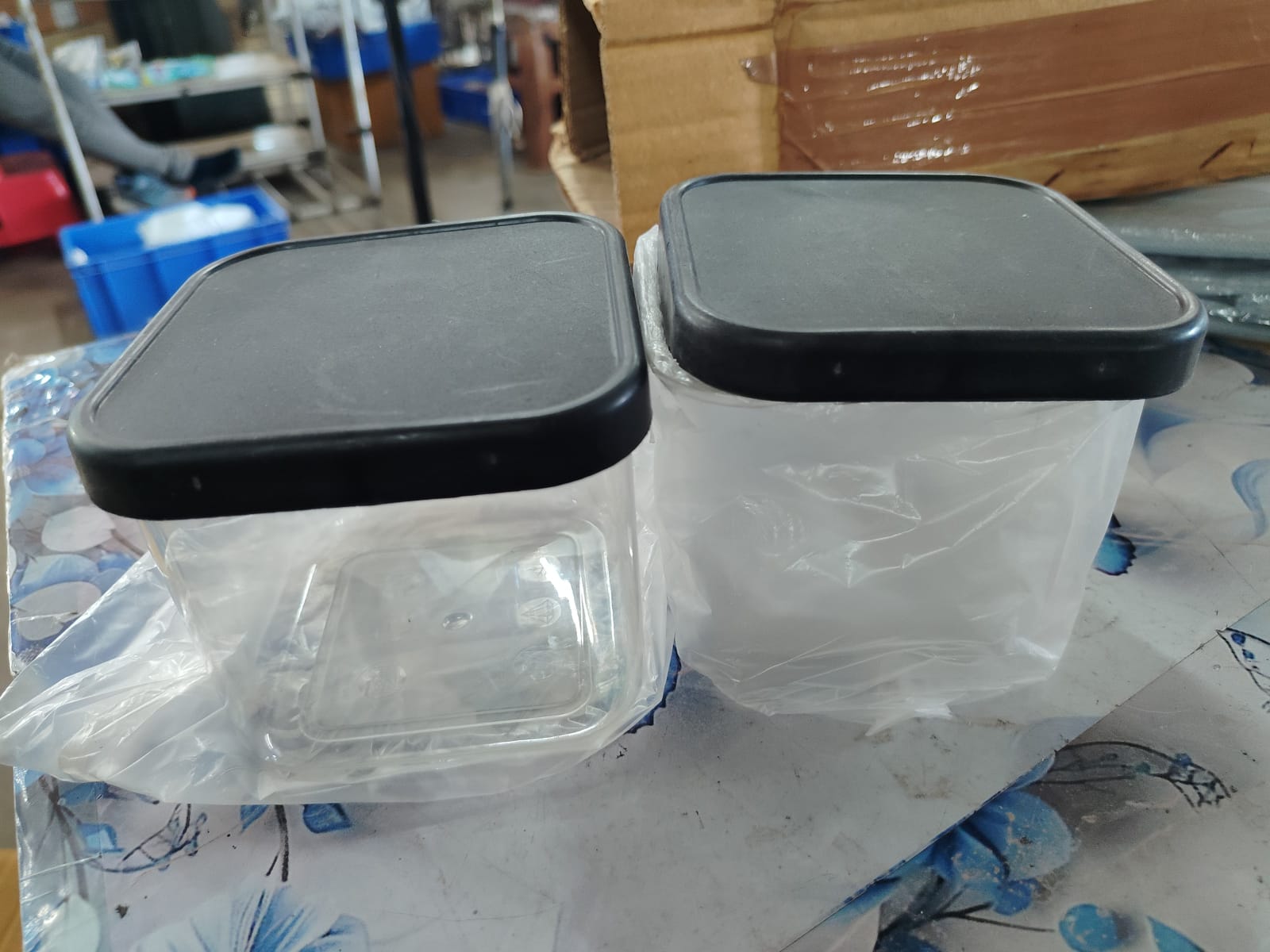 Private Label Multipurpose Transparent Jars and Storage Container with Air Tight Lid 500 ml Plastic Grocery Container. Pack of 6 Black