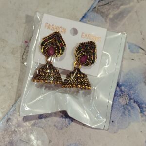 Private Label Dimik Fashion Stylish Traditional Ethnic Oxidised Silver Gold Plated Jhumka Earringsfor Women and Girls Lightweight Party Wear Jewellery