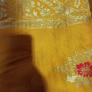 Private Label sLIK banarasi Sari Yellow Colour