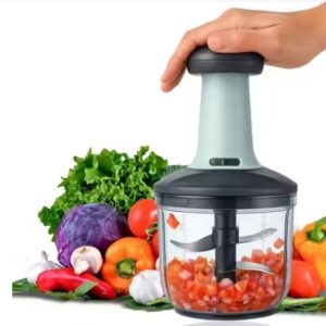 Private Label Food Chopper 1000ml6 Blade Steel Large Manual Hand Press Vegetable Chopper Mixer Cutter to Cut Onion Salad Tomato Potato 1000 ML