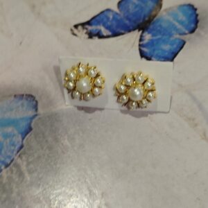 Private Label Premium Quality White Fixed ADs Pearl Studs Earring For Women