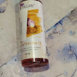 Tillari Onion and Methi Non Sticky Hair Oil Help For Stronger Thicker and Glossier Hair 100ml