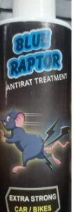 Blue Raptor Entry Rat Repellent Spray by Shadow Securitronics for Automobiles for The First time in India The Spray Nozzle is Easy to use and Leak Free