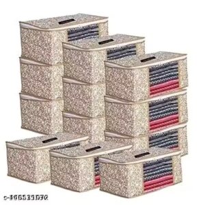 Private Label Pack Of 12 Non Woven Saree Covers With Zip Saree Covers For Storage Saree Packing Covers For Wedding