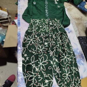 Private Label kids panjabi and pant set green colour