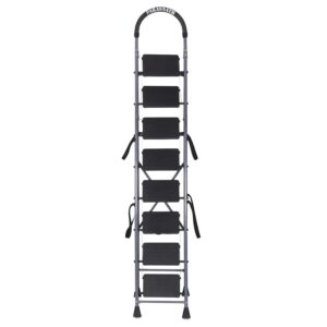 Parasnath 8 Step Foldable Steel Ladder Grey HeavyDuty Anti Skid Steps