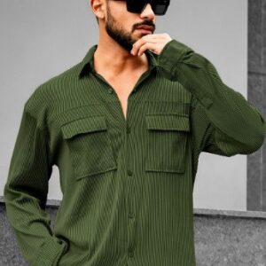 Private Label Cotton Spread Collar Classic Oversized Casual Shirt Size 4XL Dark Green