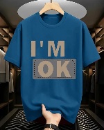 AUSH Men Typography Round Neck Cotton Blend Dark Blue T Shirt S Size