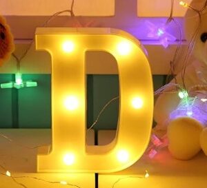 Private Label Plastic 3D LED Letter D Alphabet Marquee Sign Light Indoor Wall Hang Night Lamp