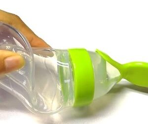 Private Label Mommas Baby Silicone Squeeze Food Feeder with Spoon 90ML Green
