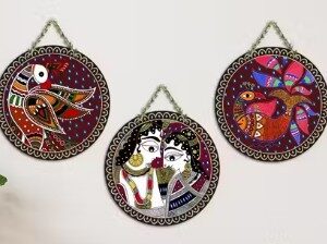 Private Label Madhubani Art Wooden Wall Hanging Decoration Items for Home
