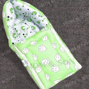 Private Label MOM SON 3 in 1 Baby Cotton Bedding Set for New Born Toddler Soft Cotton Sleeping Bag Carry Bag Carry nest 0 To 6 Months Green