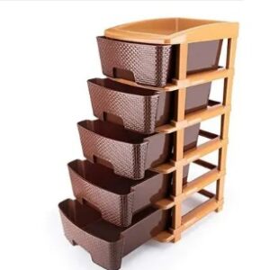 Private Label kridha Brown Color 5 Layer Storage Drawer Organizer Plastic Free Standing Chest of Drawers Finish Color Brown Door Type Folding DIYDo It Yourself