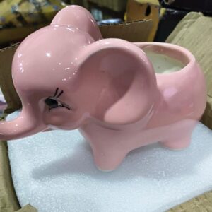 Private Label Baby Elephant Shaped Ceramic Indoor Flower Pot Pink Pack of 1