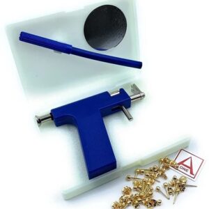 Private Label Gun Shots Plastic Instrument with 12 pair Studs for Piercing Plastic Clip on Earring Blue