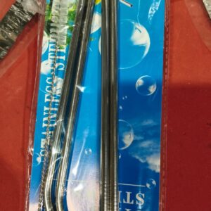 Private Label Stainless Steel Straws For Drinking With Cleaning Brush Silver