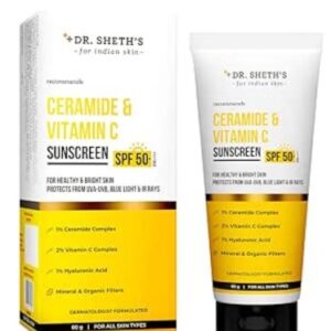 Dr Sheths Women Men Ceramide Vitamin C Sunscreen For All Skin Types Spf 50 P For Deep Moisturization Non Greasy QuickAbsorbingZero White Cast Uva Uvb Sun Protection 80GPack Of 1